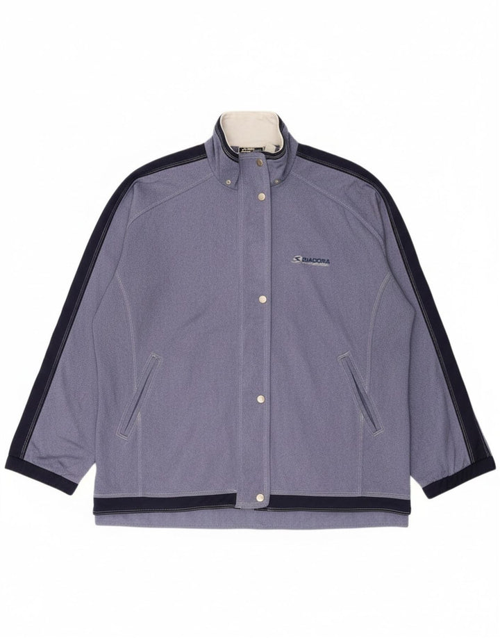 Diadora Womens Oversized Tracksuit Top Jacket UK 18 XL Blue Colourblock