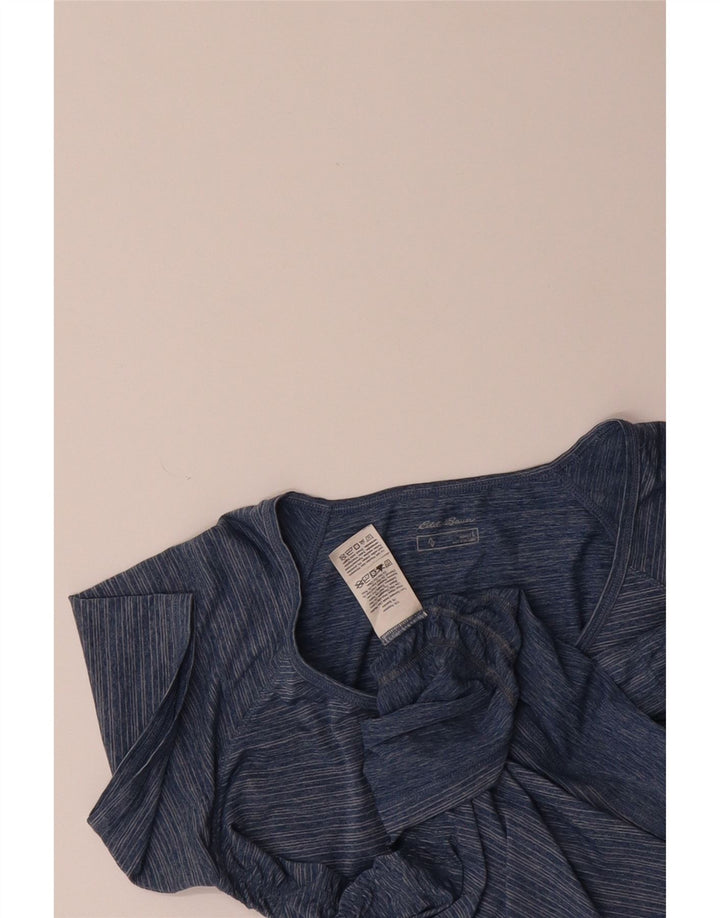 EDDIE BAUER Womens T-Shirt Top UK 16 Large Blue Striped Polyester Vintage Eddie Bauer and Second-Hand Eddie Bauer from Messina Hembry 