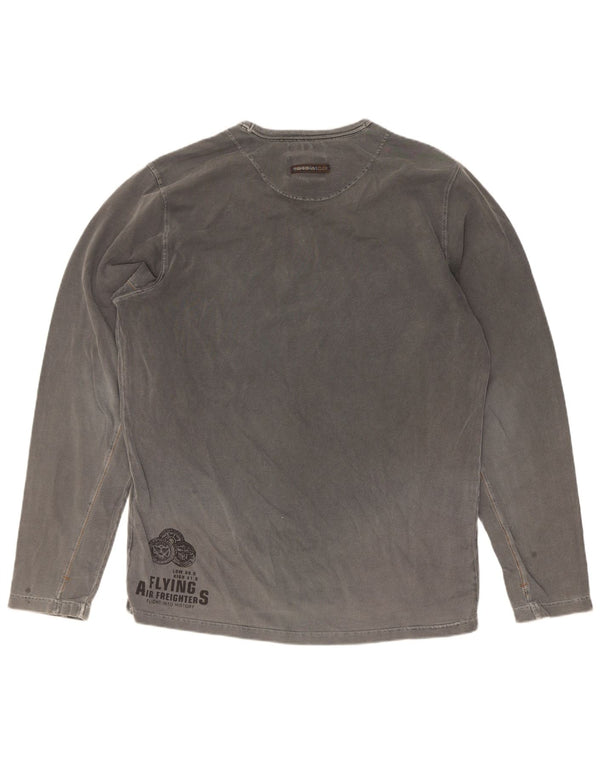 Pall Mall Mens Graphic Top Long Sleeve Large Grey