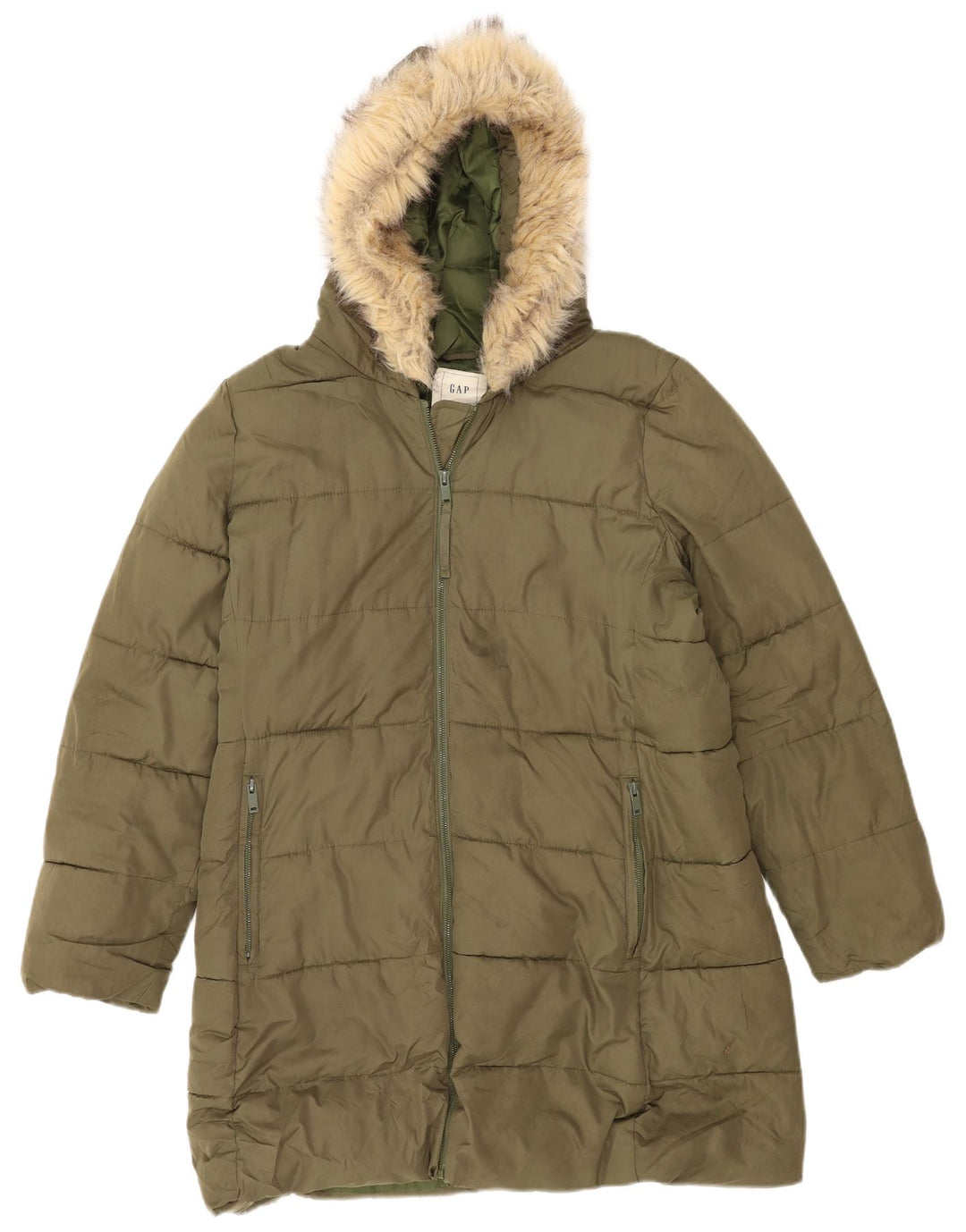 Gap Mens Hooded Padded Coat UK 40 Large Khaki Polyester