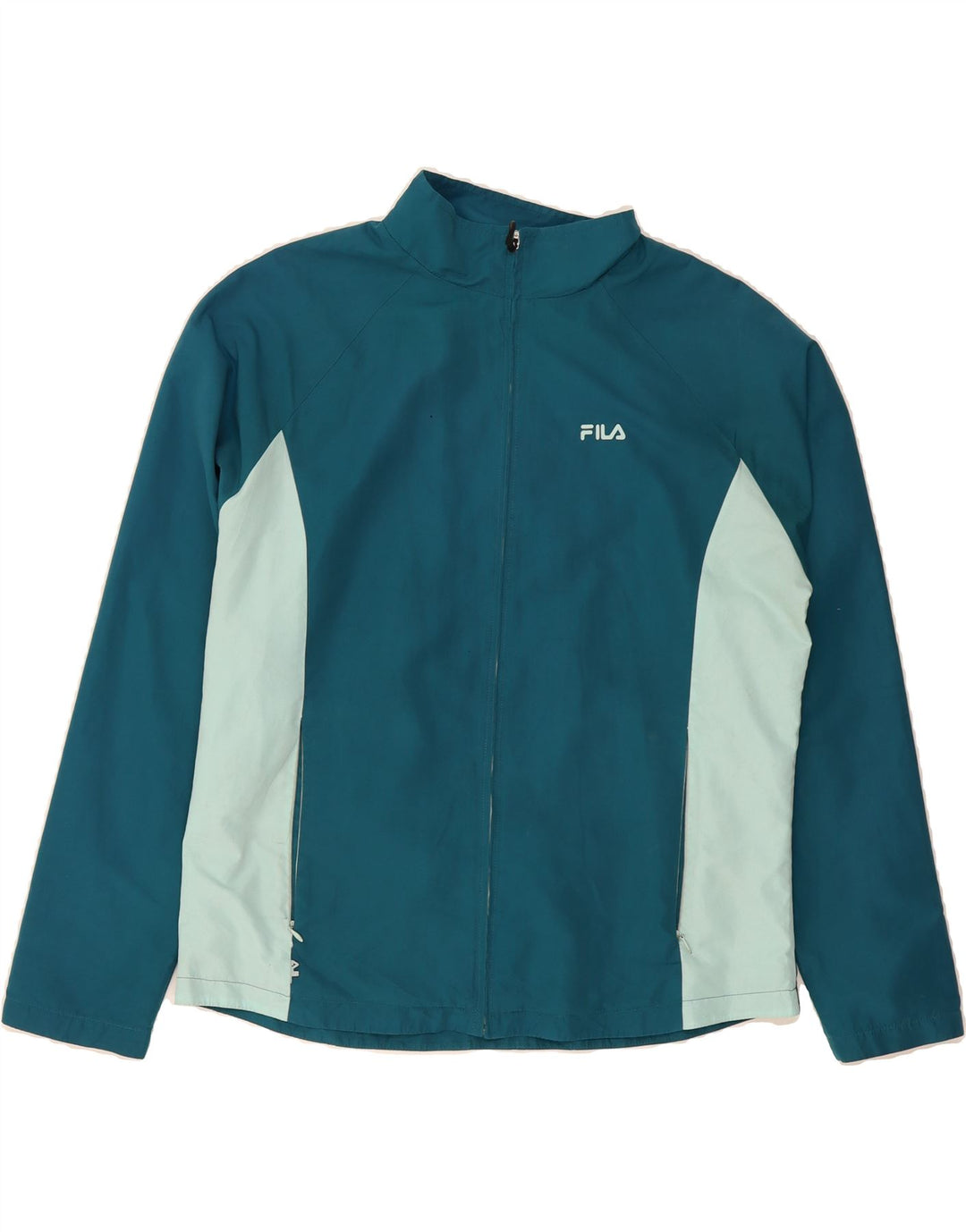 FILA Womens Tracksuit Top Jacket UK 18 XL Turquoise Colourblock Polyester Vintage Fila and Second-Hand Fila from Messina Hembry 