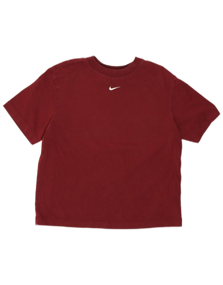 NIKE Womens T-Shirt Top UK 6 XS Burgundy Cotton