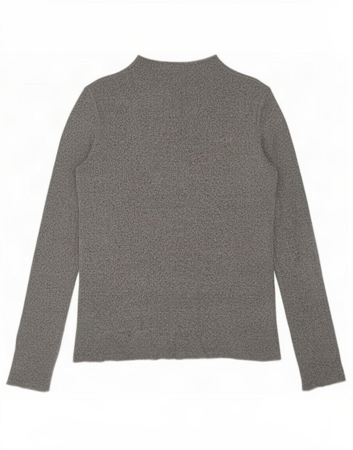 Zara Womens Top Long Sleeve UK 14 Medium Grey Flecked Viscose