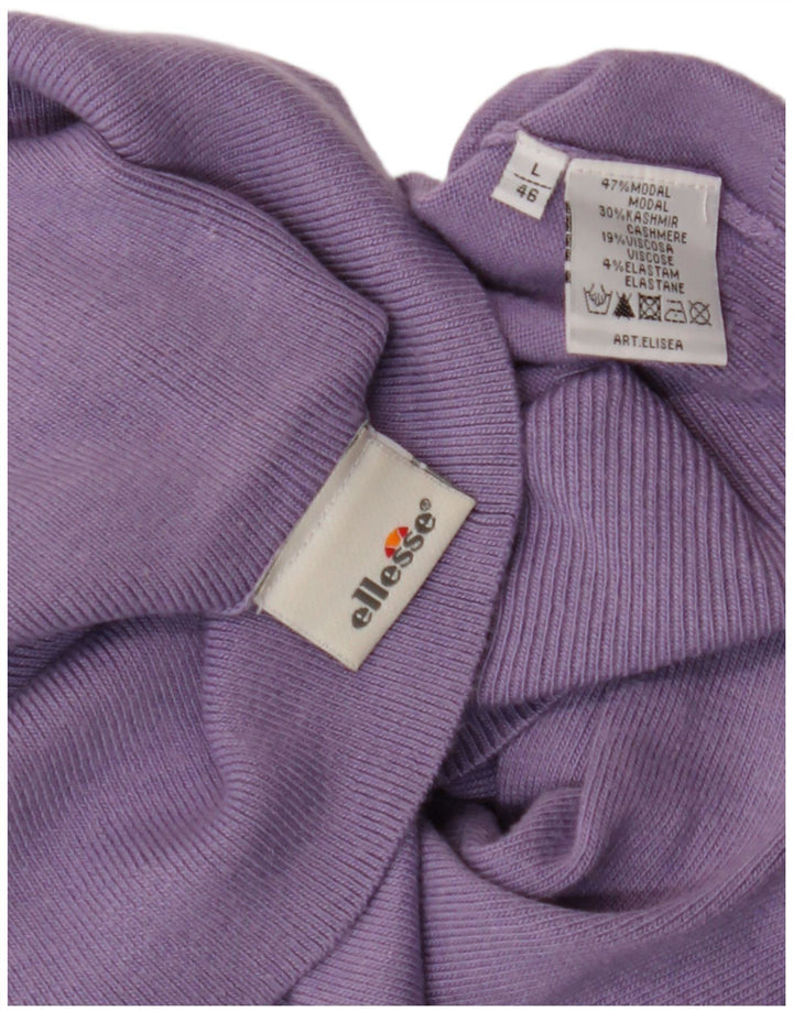 ELLESSE Womens Roll Neck Jumper Sweater IT 46 Large Purple Modal