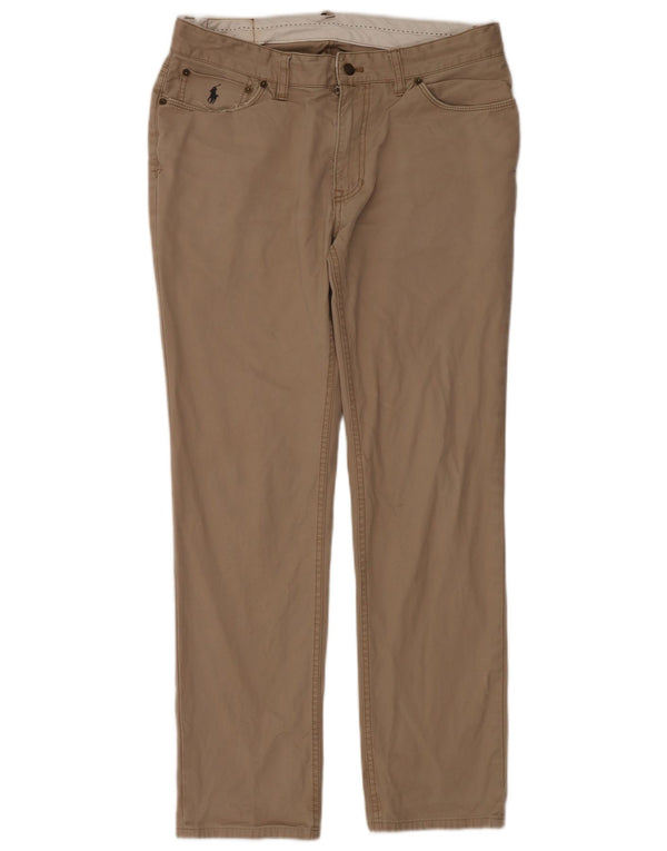 POLO RALPH LAUREN Mens Straight Casual Trousers W34 L32 Beige Cotton