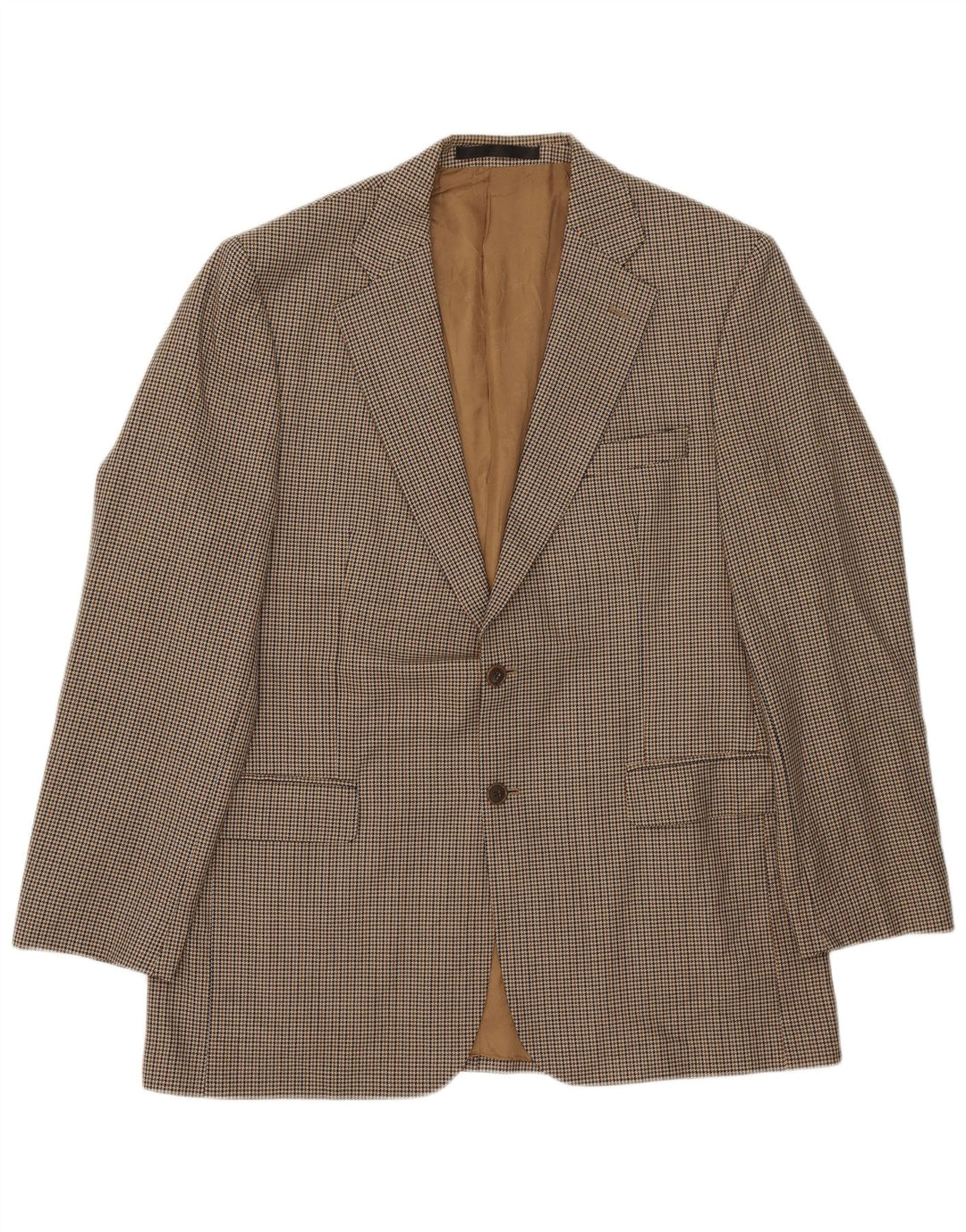 Marks & Spencer Mens Longline Blazer Jacket UK 42 Large Beige Houndstooth