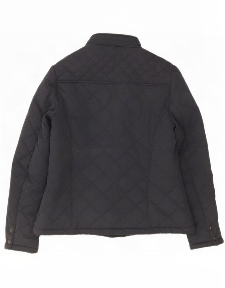 Fat Face Womens Quilted Jacket UK 12 Medium Navy Blue Polyester