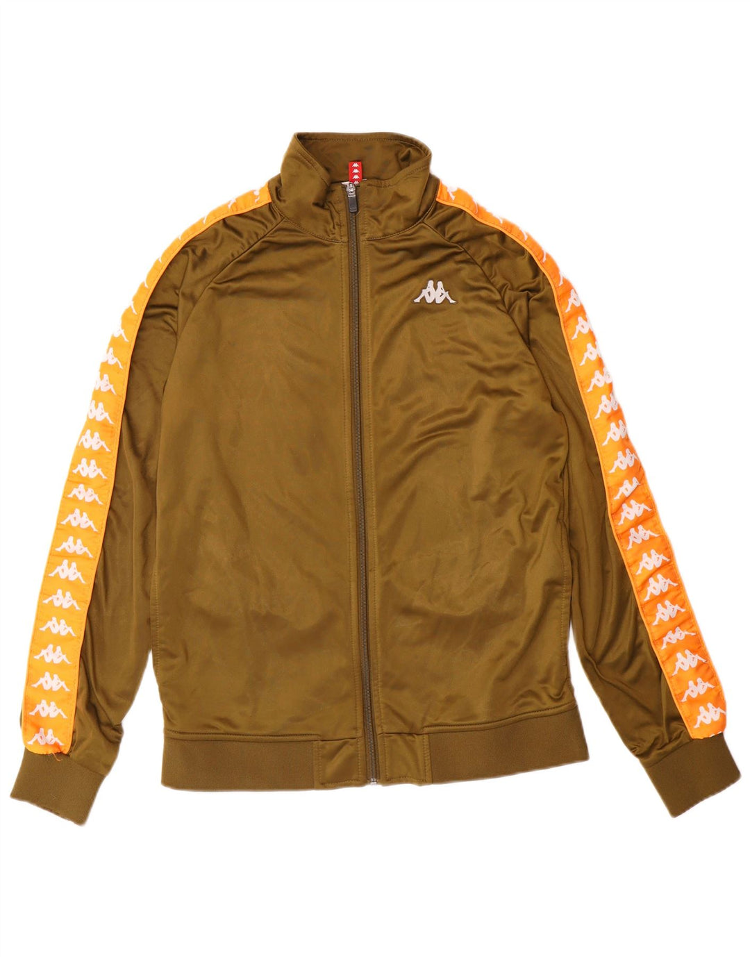 Kappa Womens Graphic Tracksuit Top Jacket UK 14 Large Khaki Polyester