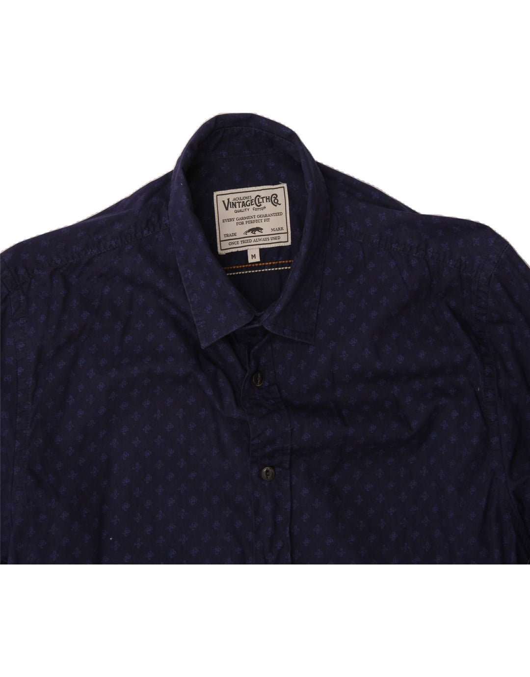 JACK & JONES Mens Shirt Medium Navy Blue Floral Cotton Vintage Jack & Jones and Second-Hand Jack & Jones from Messina Hembry 