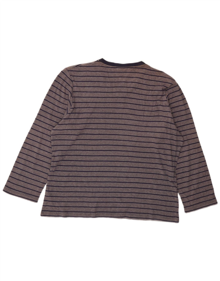 Fila Womens Top Long Sleeve UK 18 XL Navy Blue Striped