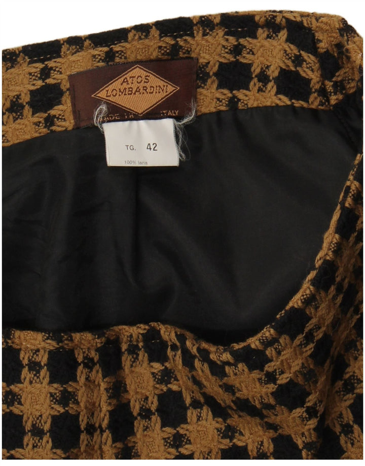 Atos Lombardini Womens Mini Skirt IT 42 Medium W28 Brown Check Wool