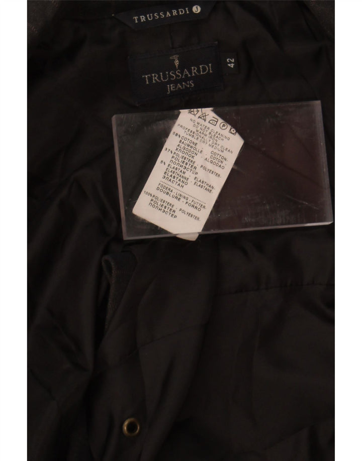 TRUSSARDI Womens Oversized Blazer Jacket IT 42 Medium Navy Blue Pinstripe Vintage Trussardi and Second-Hand Trussardi from Messina Hembry 