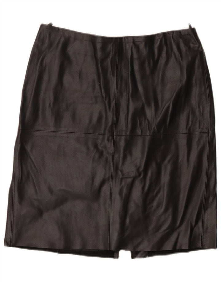 Benetton Womens Leather Skirt IT 44 Medium W30  Black Leather