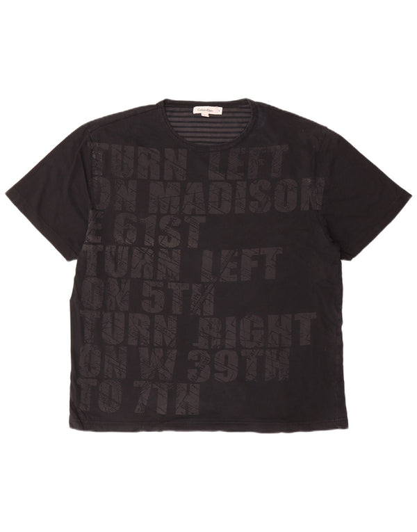 CALVIN KLEIN Mens Graphic T-Shirt Top XL Black Cotton