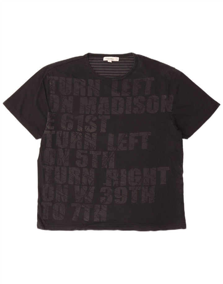 CALVIN KLEIN Mens Graphic T-Shirt Top XL Black Cotton