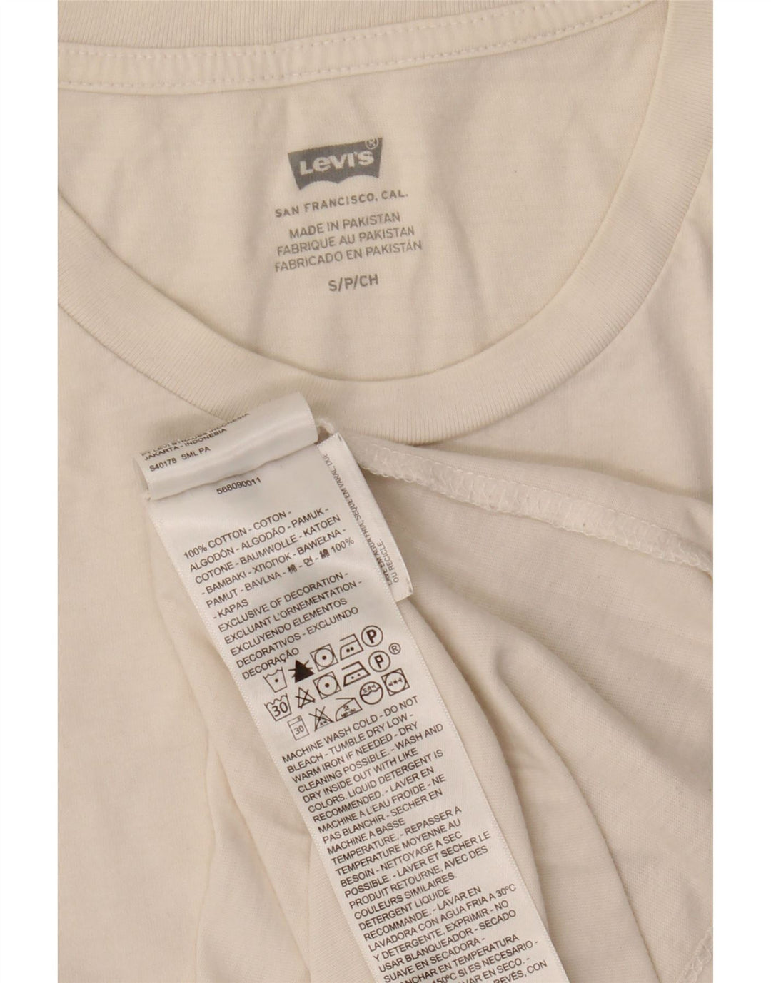 Levi's Mens T-Shirt Top Small White Cotton