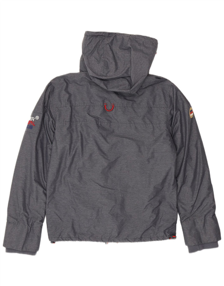 SUPERDRY Mens Hooded Windbreaker Jacket UK 38 Medium Grey Polyester