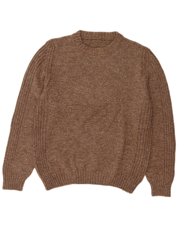 VINTAGE Mens Crew Neck Jumper Sweater XL Brown Flecked Polyacrylic