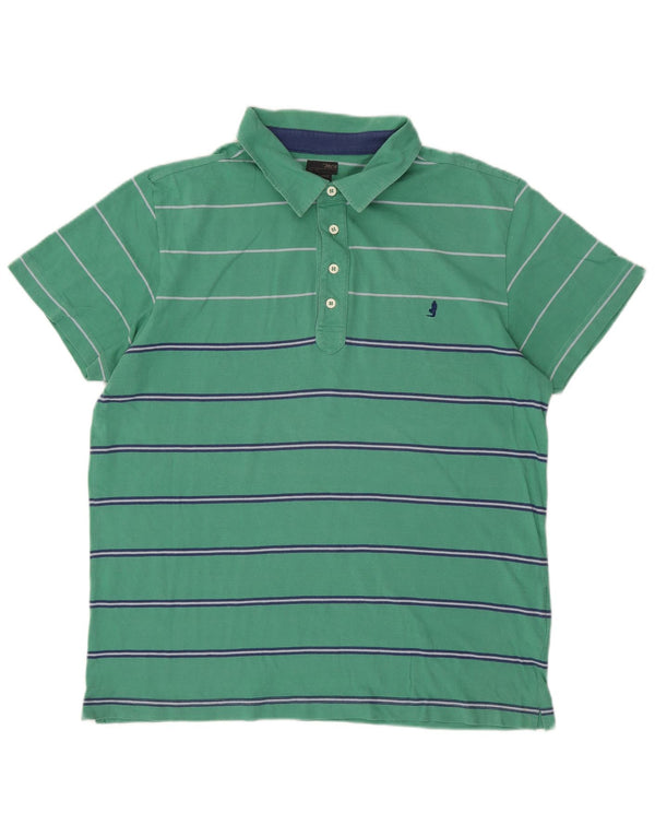 MARLBORO CLASSICS Mens Polo Shirt 2XL Green Striped Cotton