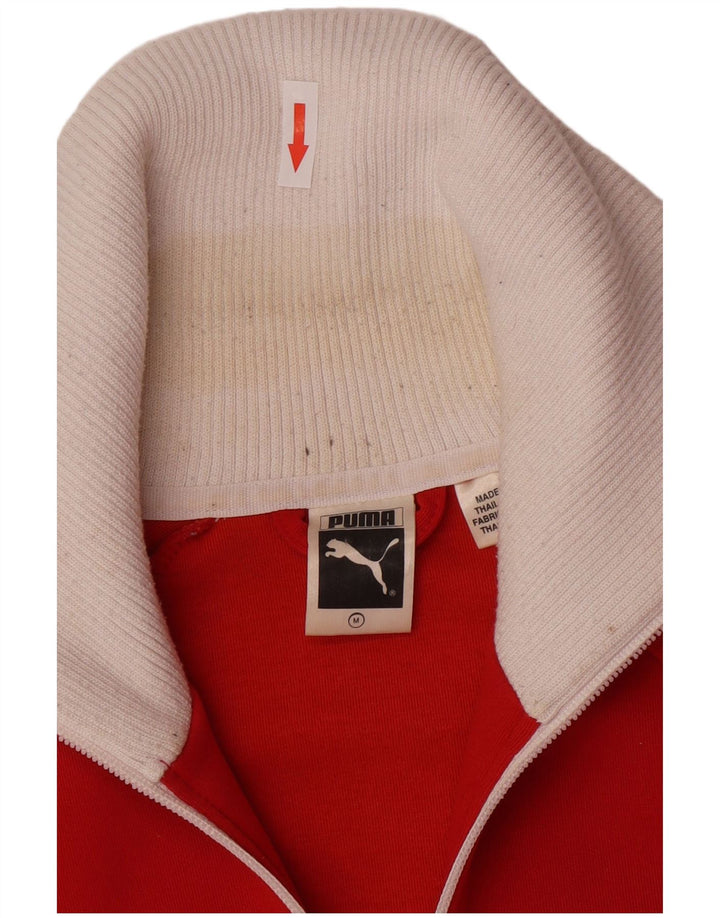 Puma Womens Retro Tracksuit Top Jacket UK 14 Medium Red Colourblock
