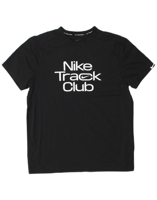 NIKE Mens Dri Fit Graphic T-Shirt Top Medium Black Polyester