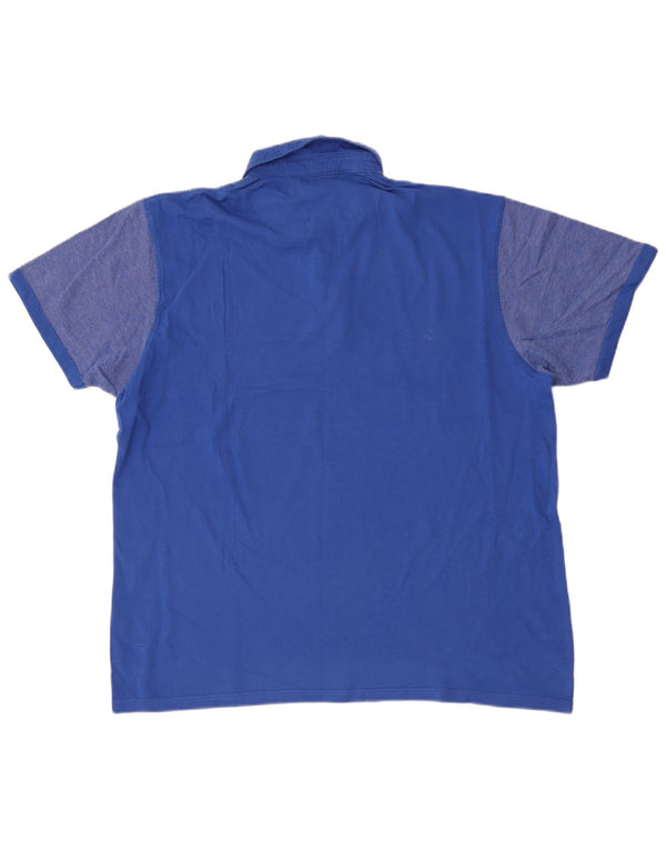 Pierre Cardin Mens Polo Shirt XL Blue Colourblock Cotton