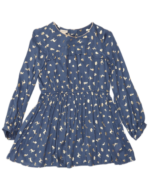 Mossimo Girls Abstract Pattern Long Sleeve A-Line Dress 8-9 Years Navy Blue