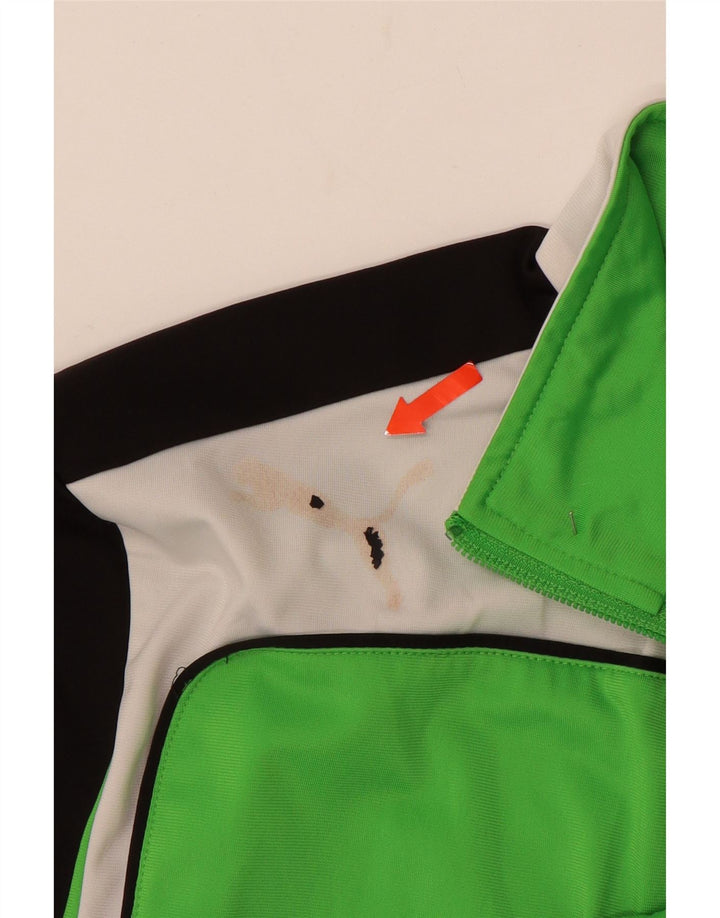 PUMA Boys Tracksuit Top Jacket 15-16 Years Green Colourblock Polyester