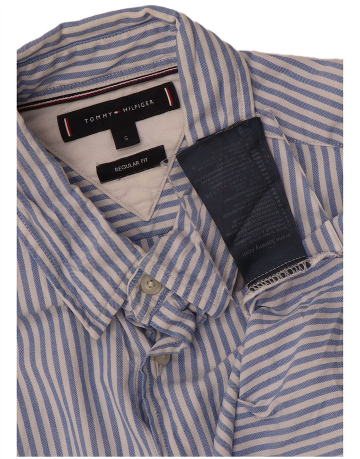 TOMMY HILFIGER Mens Regular Fit Shirt Small Blue Striped Cotton