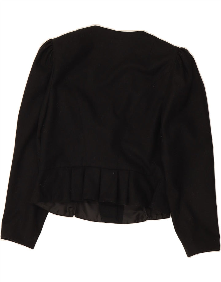 MEICO Womens Crop 1 Button Blazer Jacket IT 42 Medium Black Polyester Vintage Meico and Second-Hand Meico from Messina Hembry 