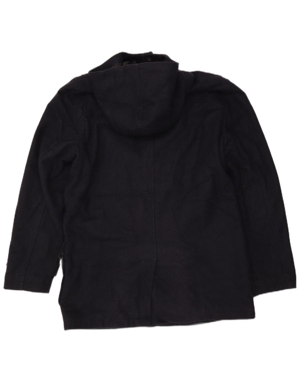 CEDARWOOD STATE Mens Hooded Duffle Coat UK 40 Large Navy Blue Polyester