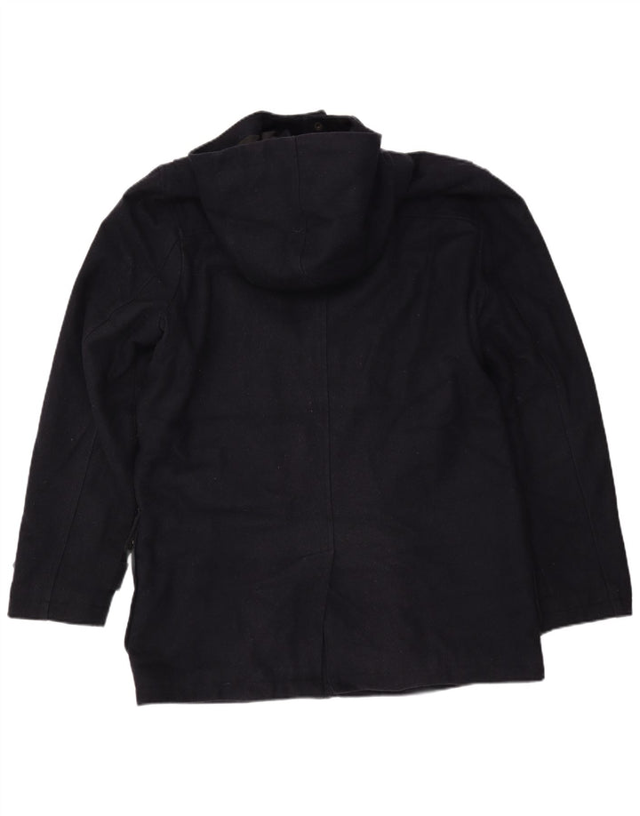 CEDARWOOD STATE Mens Hooded Duffle Coat UK 40 Large Navy Blue Polyester