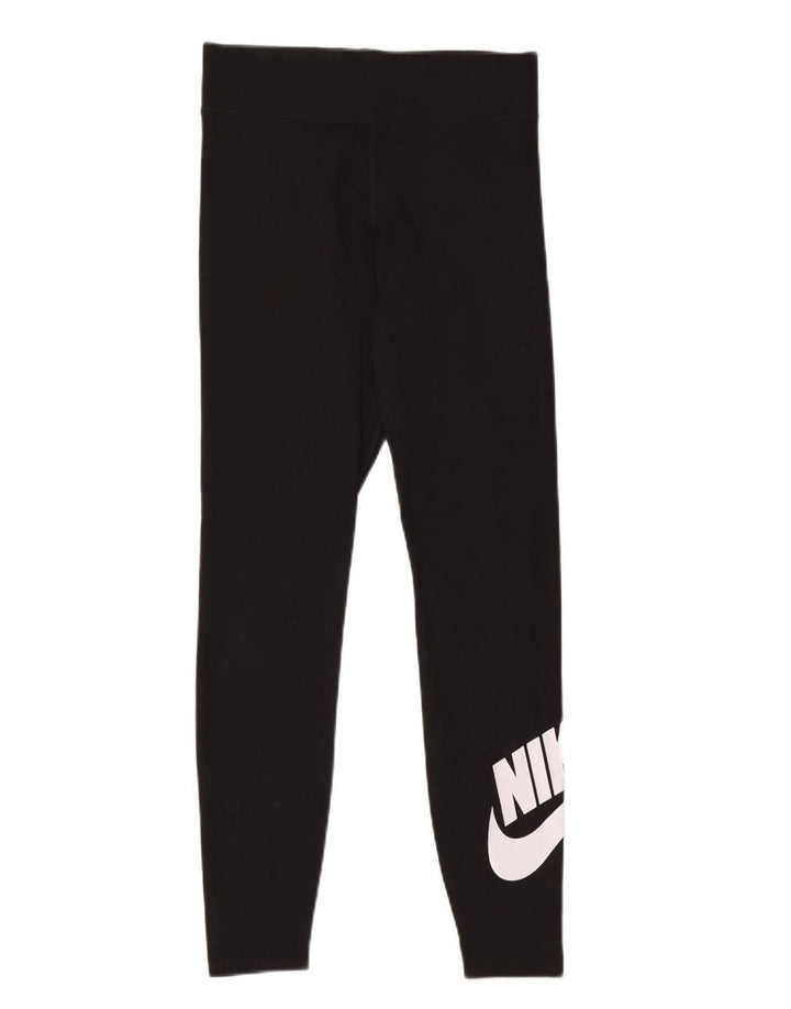 NIKE Womens Graphic Leggings UK 8 Small Black Cotton