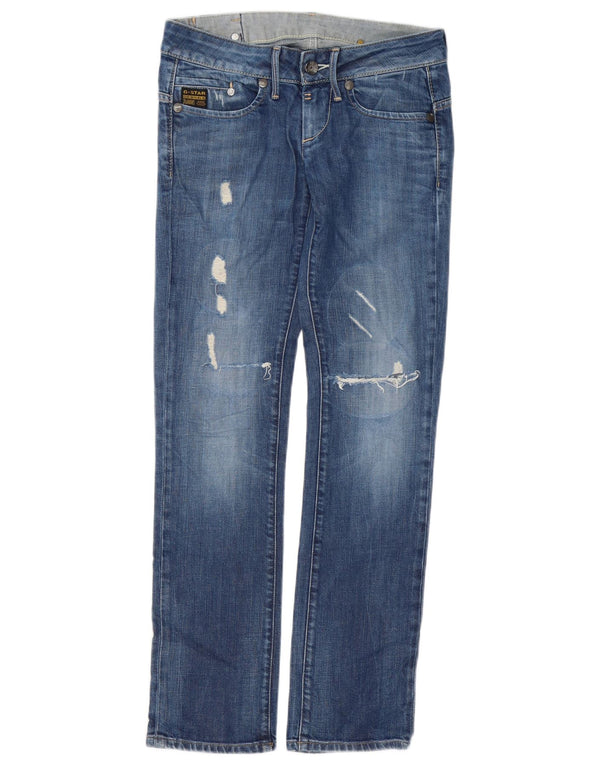 G-STAR Womens Distressed Straight Jeans W29 L30 Blue