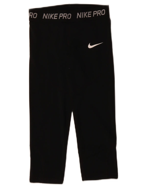 NIKE Girls Capri Graphic Leggings 10-11 Years Medium Black