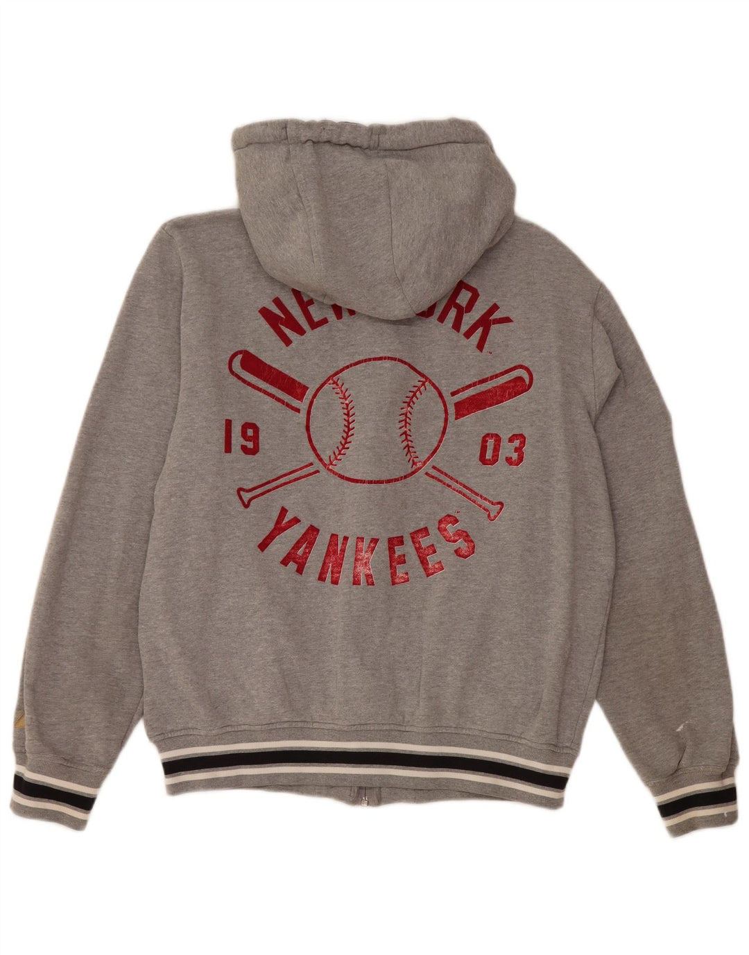 MAJESTIC Womens New York Yankees Zip Hoodie Sweater UK 14 Medium Grey