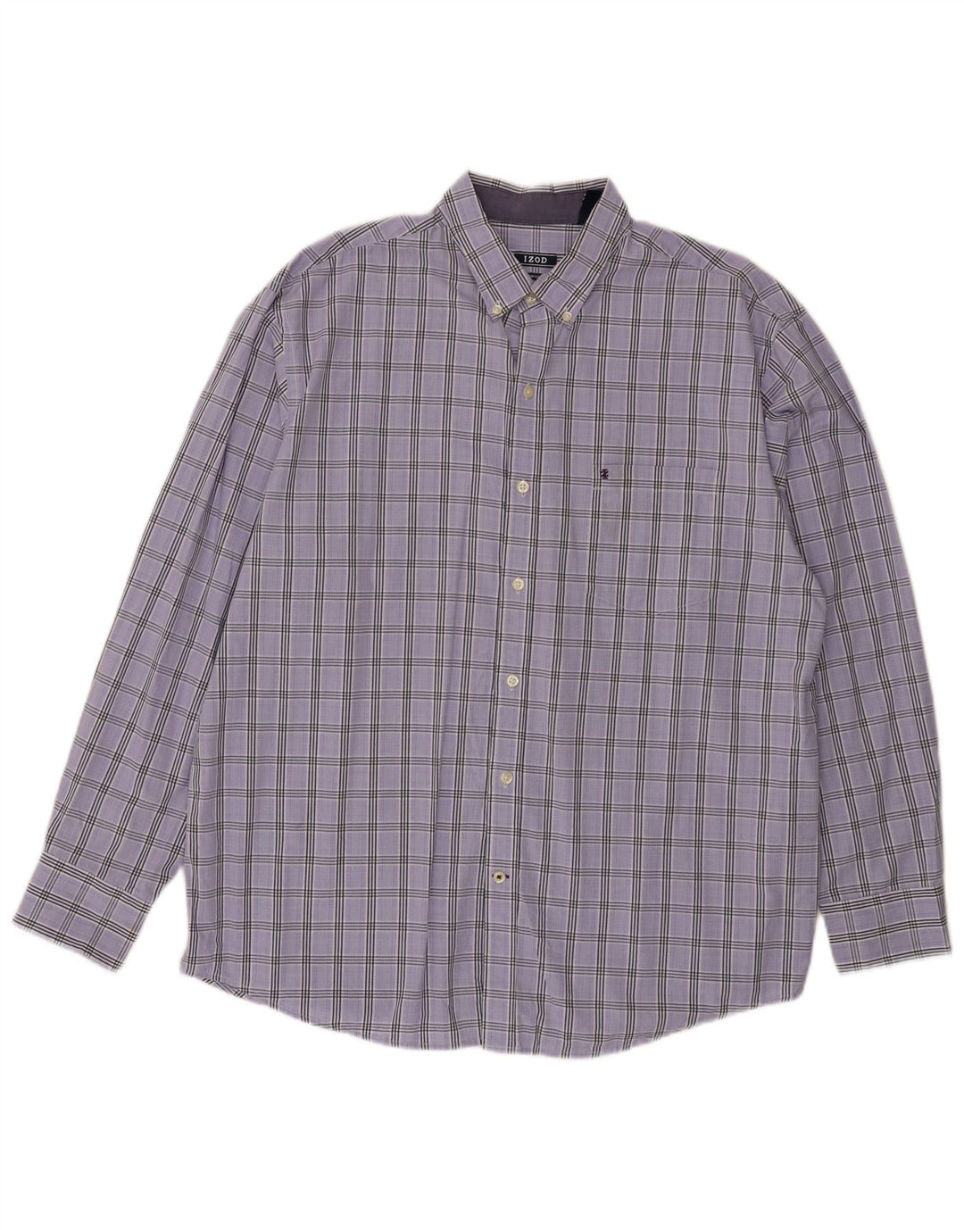 IZOD Mens Shirt XL Purple Check Cotton