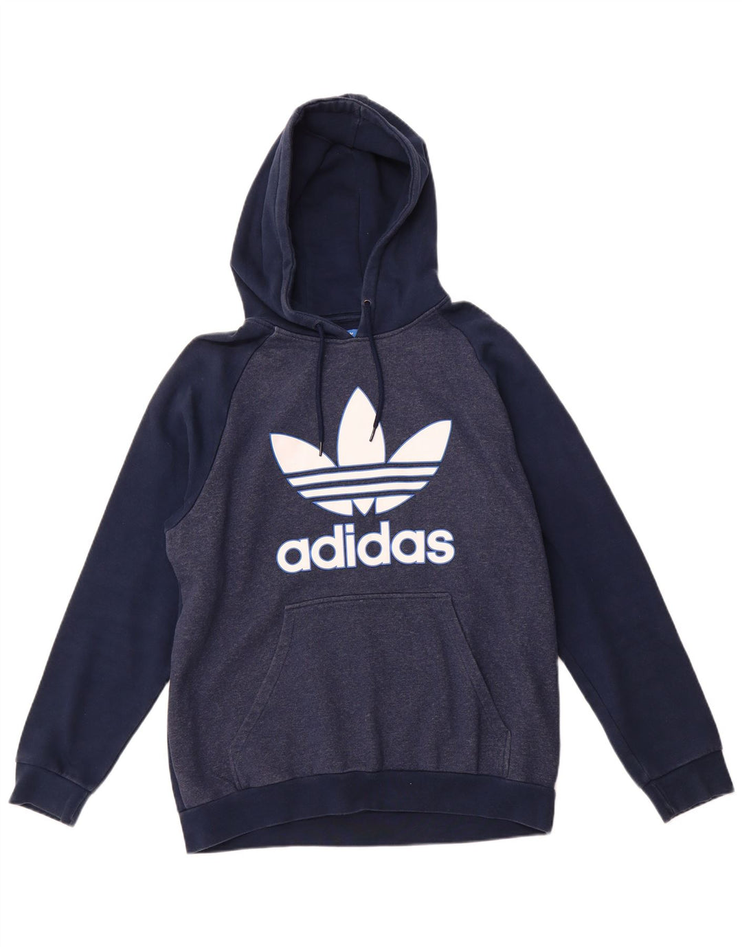 ADIDAS Mens Graphic Hoodie Jumper Large Navy Blue Cotton