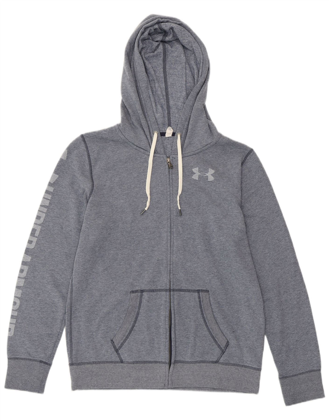 UNDER ARMOUR Mens Graphic Zip Hoodie Sweater Medium Blue Cotton