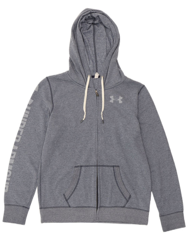 UNDER ARMOUR Mens Graphic Zip Hoodie Sweater Medium Blue Cotton