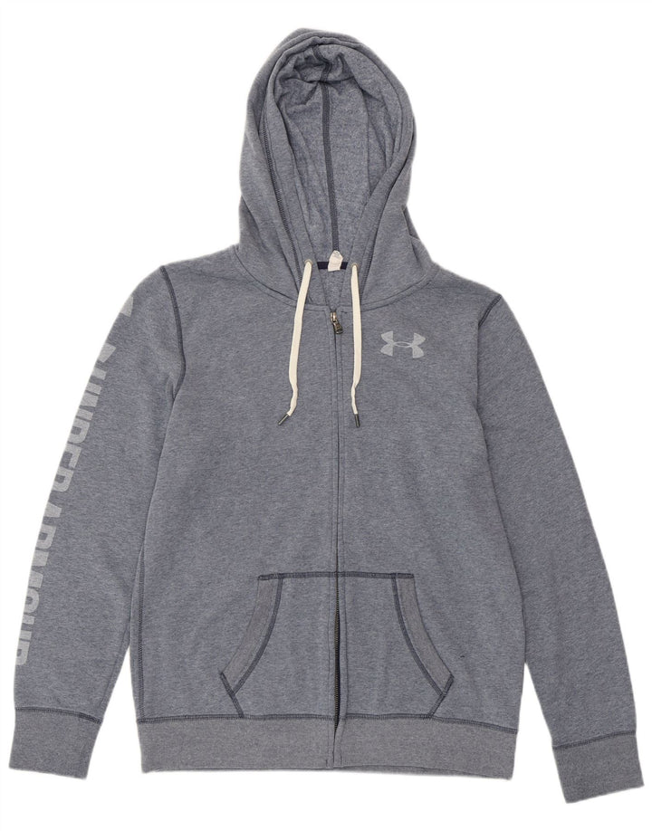 UNDER ARMOUR Mens Graphic Zip Hoodie Sweater Medium Blue Cotton