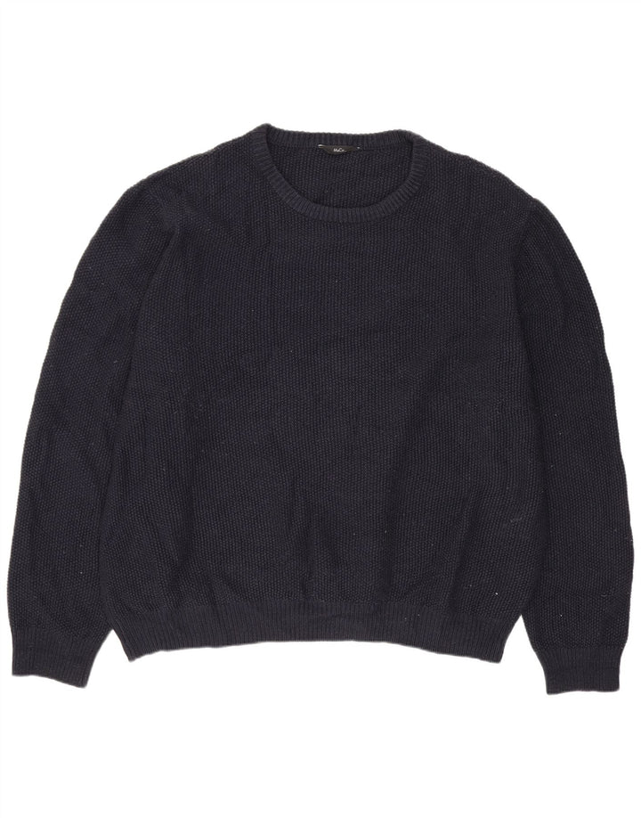 M&Co Mens Crew Neck Jumper Sweater 2XL Navy Blue Acrylic