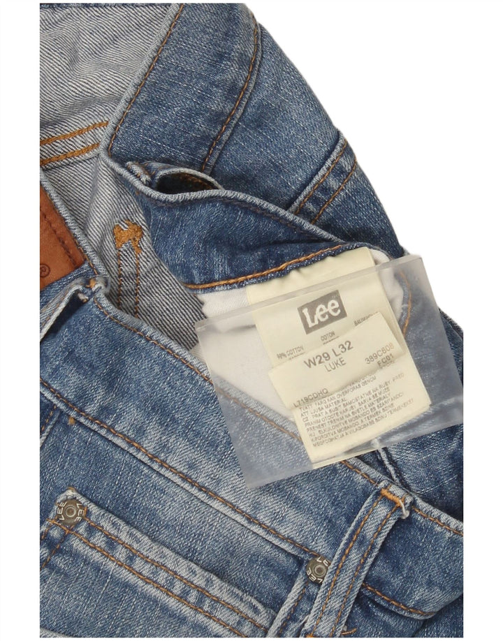 Lee Womens Luke Distressed Slim Jeans W29 L32 Blue Cotton