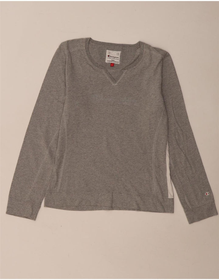 Champion Womens Heritage Classics Graphic Top Long Sleeve UK 14 Large Grey