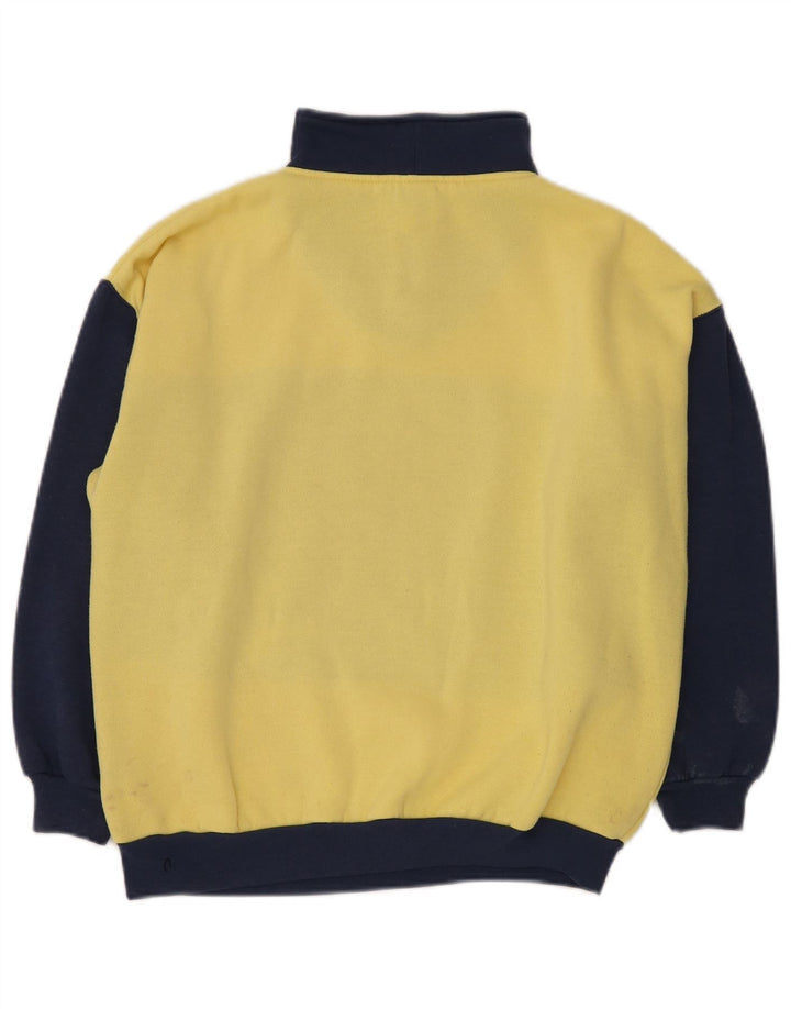 DASH Mens Graphic Button Neck Sweatshirt Jumper Medium Yellow Colourblock
