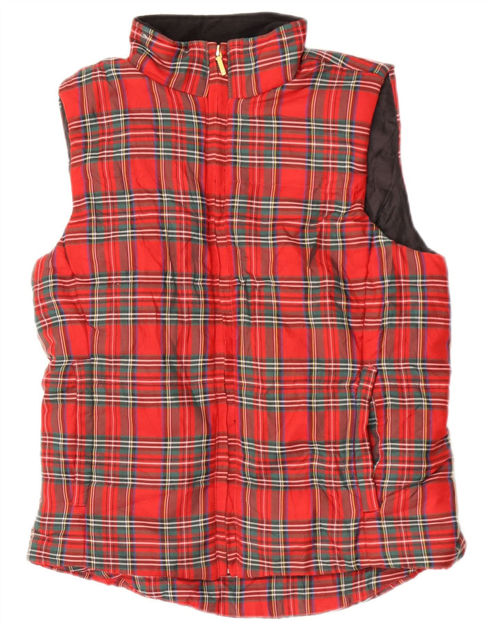Chaps Womens Padded Gilet UK 14 Medium Red Check Polyester