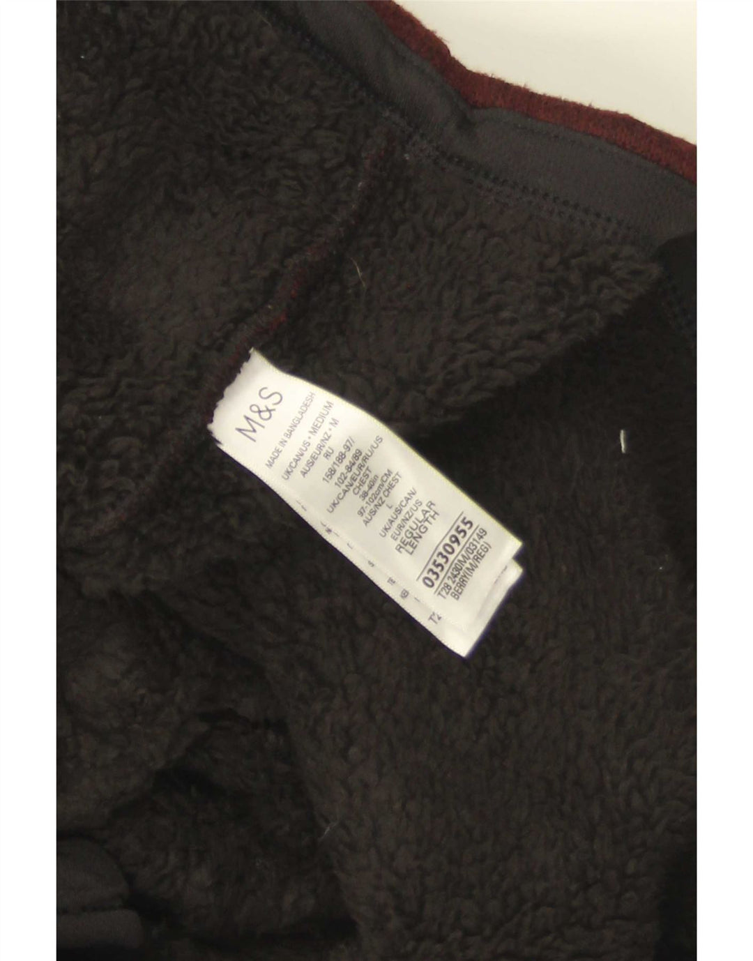 Marks & Spencer Mens Sherpa Tracksuit Top Jacket Medium Burgundy Polyester