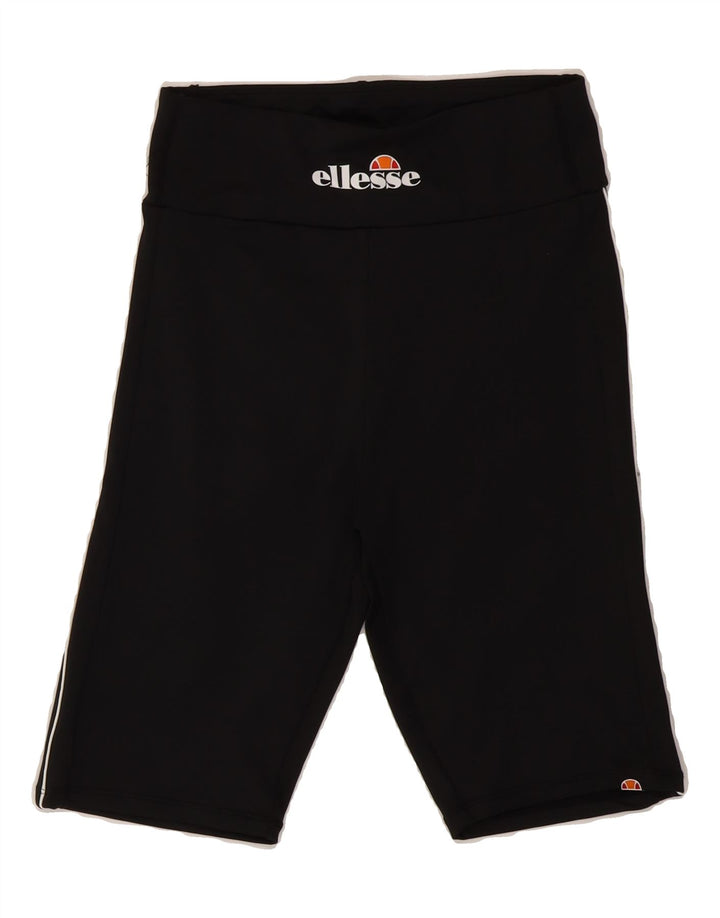 ELLESSE Womens Graphic Sport Shorts UK 10 Small Black Polyester Vintage Ellesse and Second-Hand Ellesse from Messina Hembry 