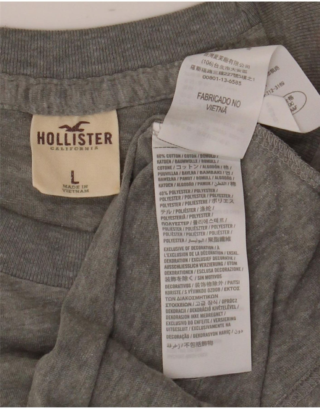 Hollister Mens T-Shirt Top Large Grey Flecked Cotton