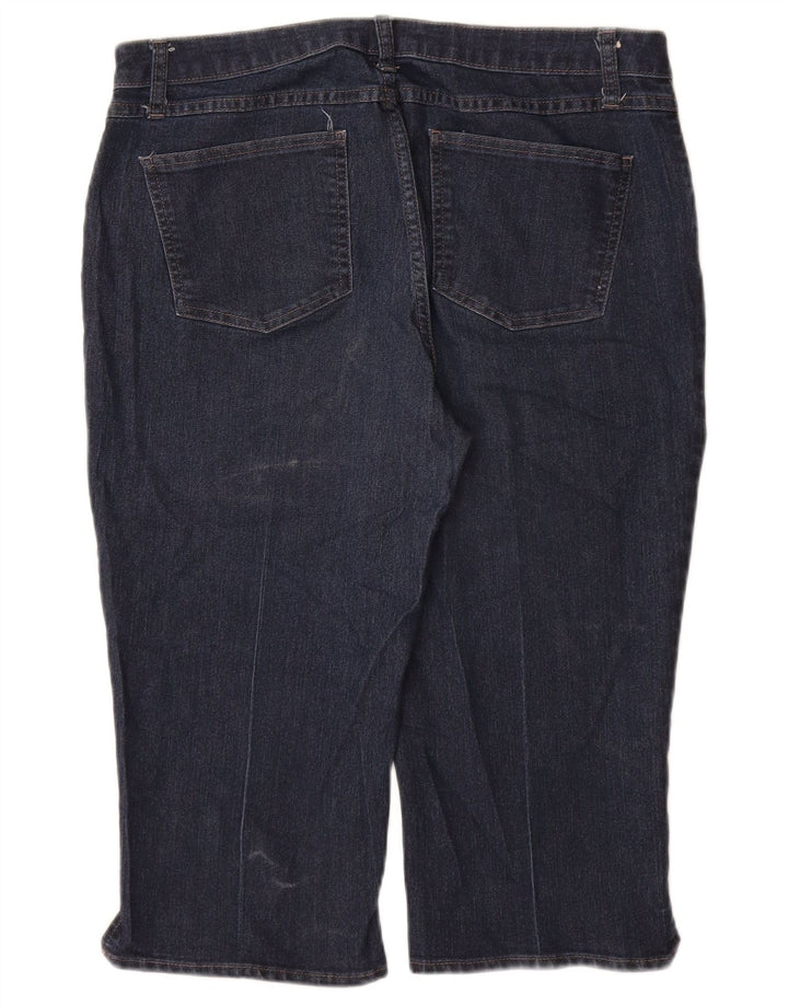 LEE Womens Riders Mid Rise Capri Jeans US 14 Large W34 L19 Navy Blue